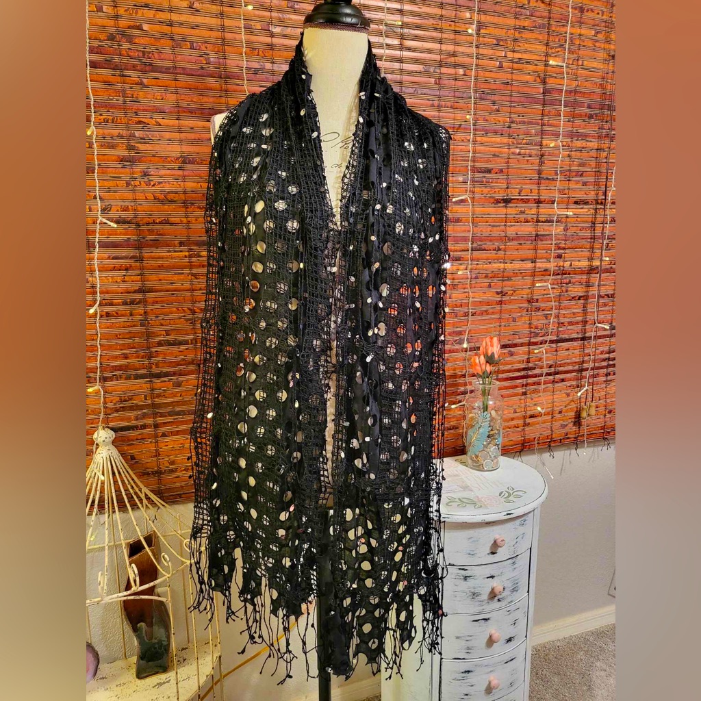 Sequin G Brand Scarf Distressed Style
